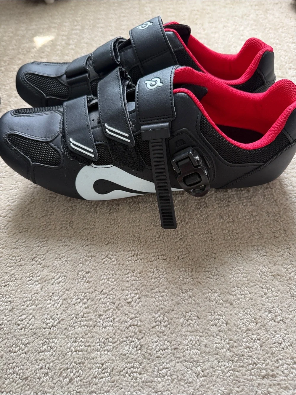 Peloton Men's Athletic Cycling Shoes in Black with Pink Interior